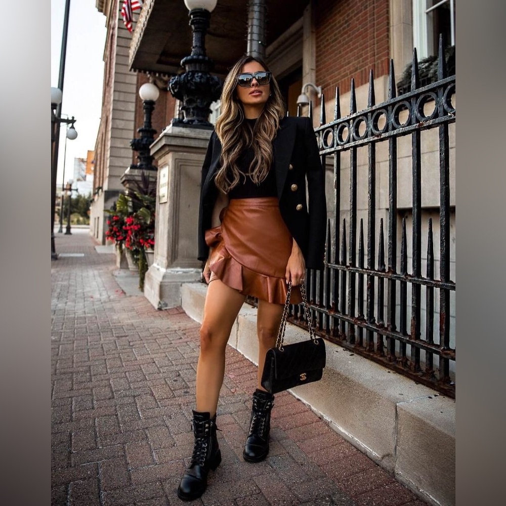 $378 Frye Veronica Combat Brown Leather Lace Up Moto Combat Comfy Ankle Boot - Picture 5 of 16